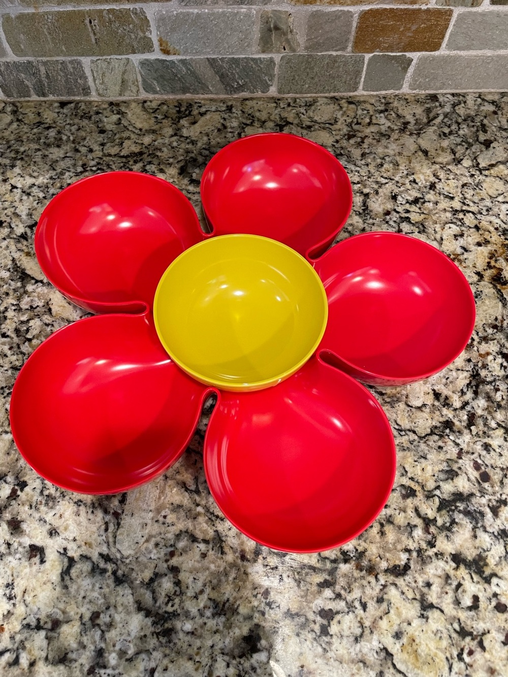 Vintage Pier 1 Red and Yellow Flower Snack Server